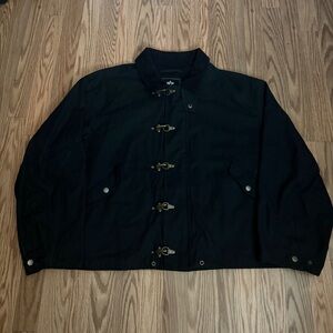 Alpha Industries x Madewell Black Waxed Cotton Fireman Clasp Jacket XL